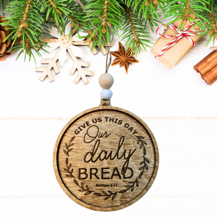 Give Us This Day Our Daily Bread Matthew 6:11 Christmas Ornament Round