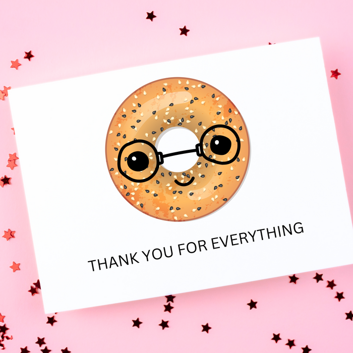 Bread Pun Greeting Card by Summit Sourdough - Thank You for Everything Bagel | Blank Inside