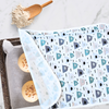 Reusable, eco-friendly non-stick cookie sheet pan proofing cover in birds print for keeping dough moist while proofing.