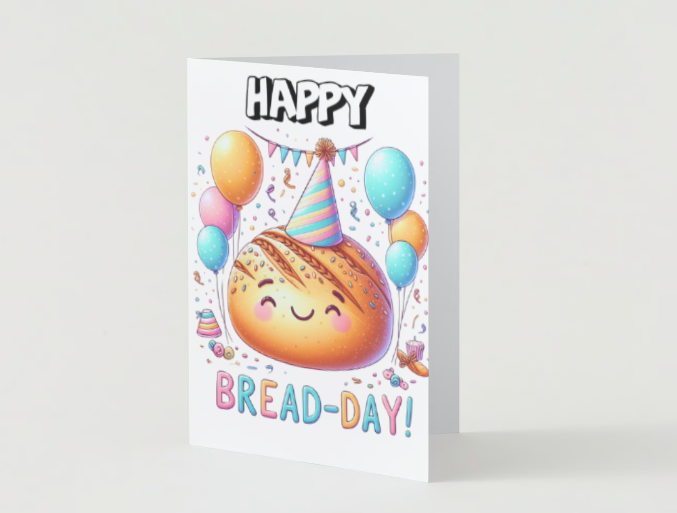 Bread Pun Greeting Card by Summit Sourdough - Happy Bread-Day | Funny Birthday Card | Blank Inside