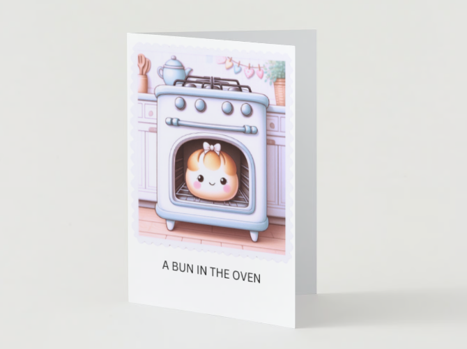 Bread Pun Greeting Card by Summit Sourdough - A Bun in the Oven | Funny Pregnancy Announcement Card | Blank Inside