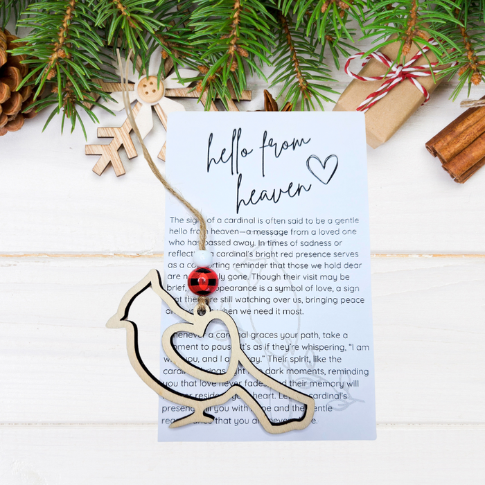 Wooden Cardinal Spirit Christmas Ornament - A Gentle Message of Love from Beyond