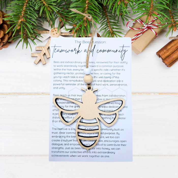 Wooden Bee Harmony Christmas Ornament - A Symbol of Teamwork and Community Spirit