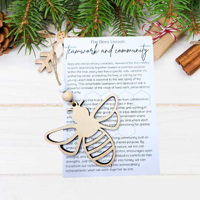 Wooden Bee Harmony Christmas Ornament - A Symbol of Teamwork and Community Spirit